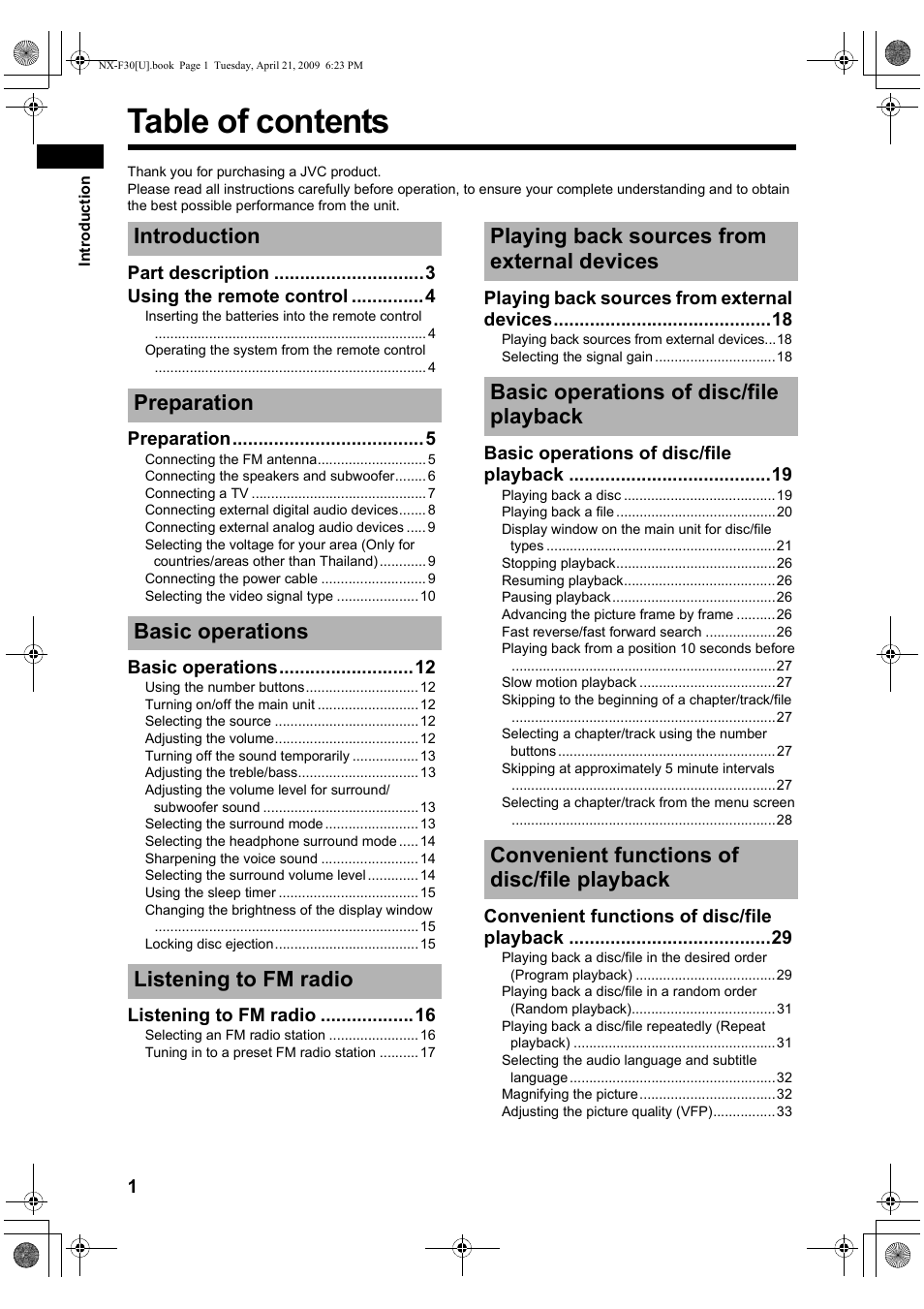 JVC CA-NXF30 User Manual | Page 4 / 72