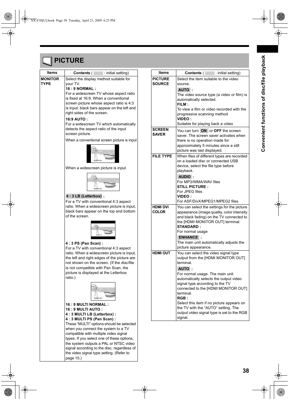 Picture | JVC CA-NXF30 User Manual | Page 41 / 72