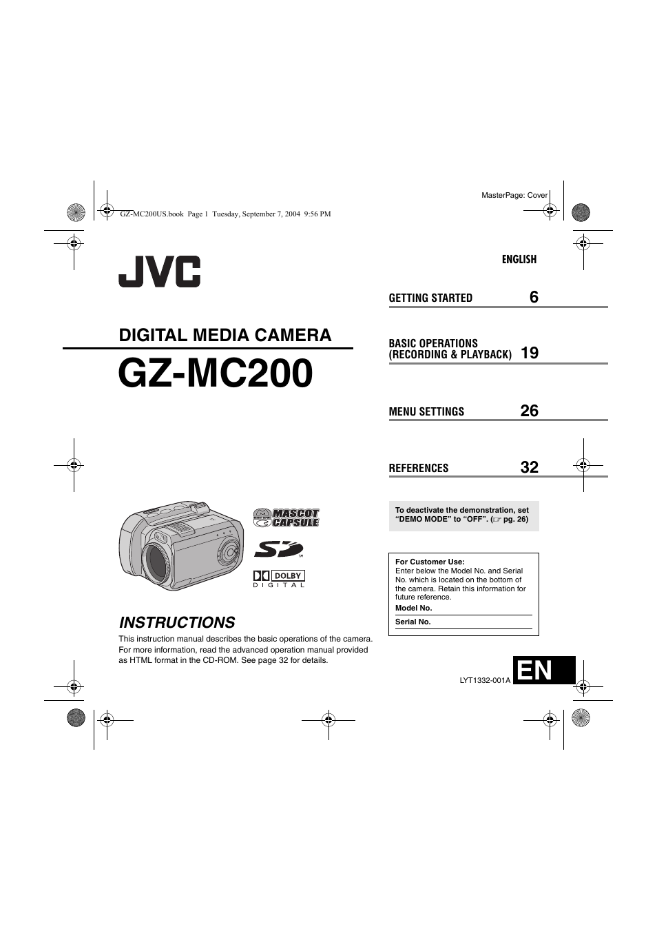 JVC GZ-MC200  EN User Manual | 44 pages