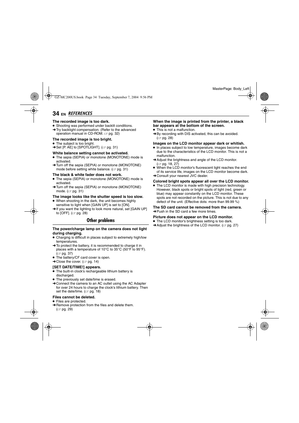 References, Other problems | JVC GZ-MC200  EN User Manual | Page 34 / 44
