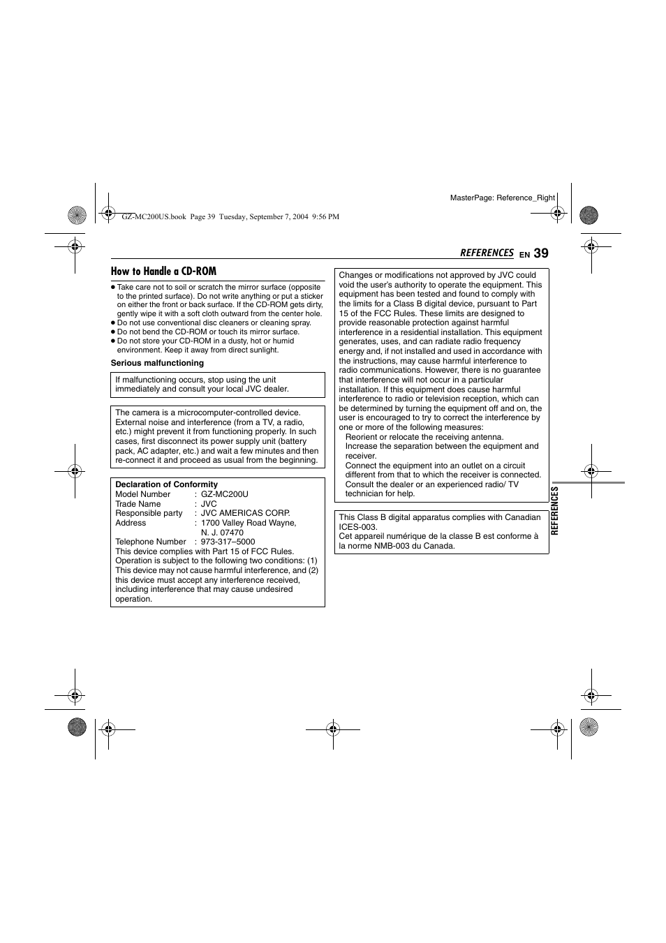 How to handle a cd-rom | JVC GZ-MC200  EN User Manual | Page 39 / 44