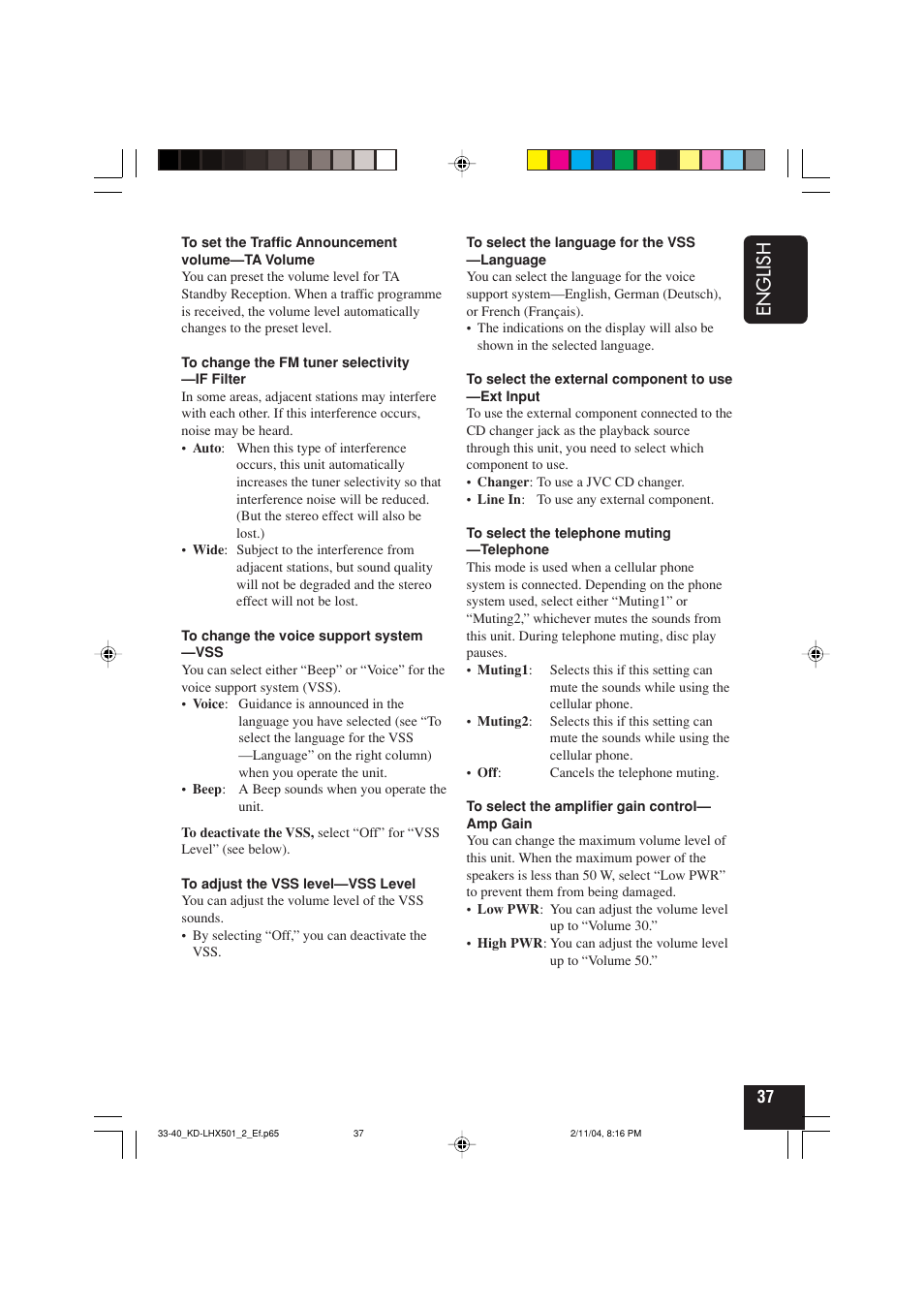 English | JVC CD-RECEIVER KD-LHX501 User Manual | Page 37 / 65