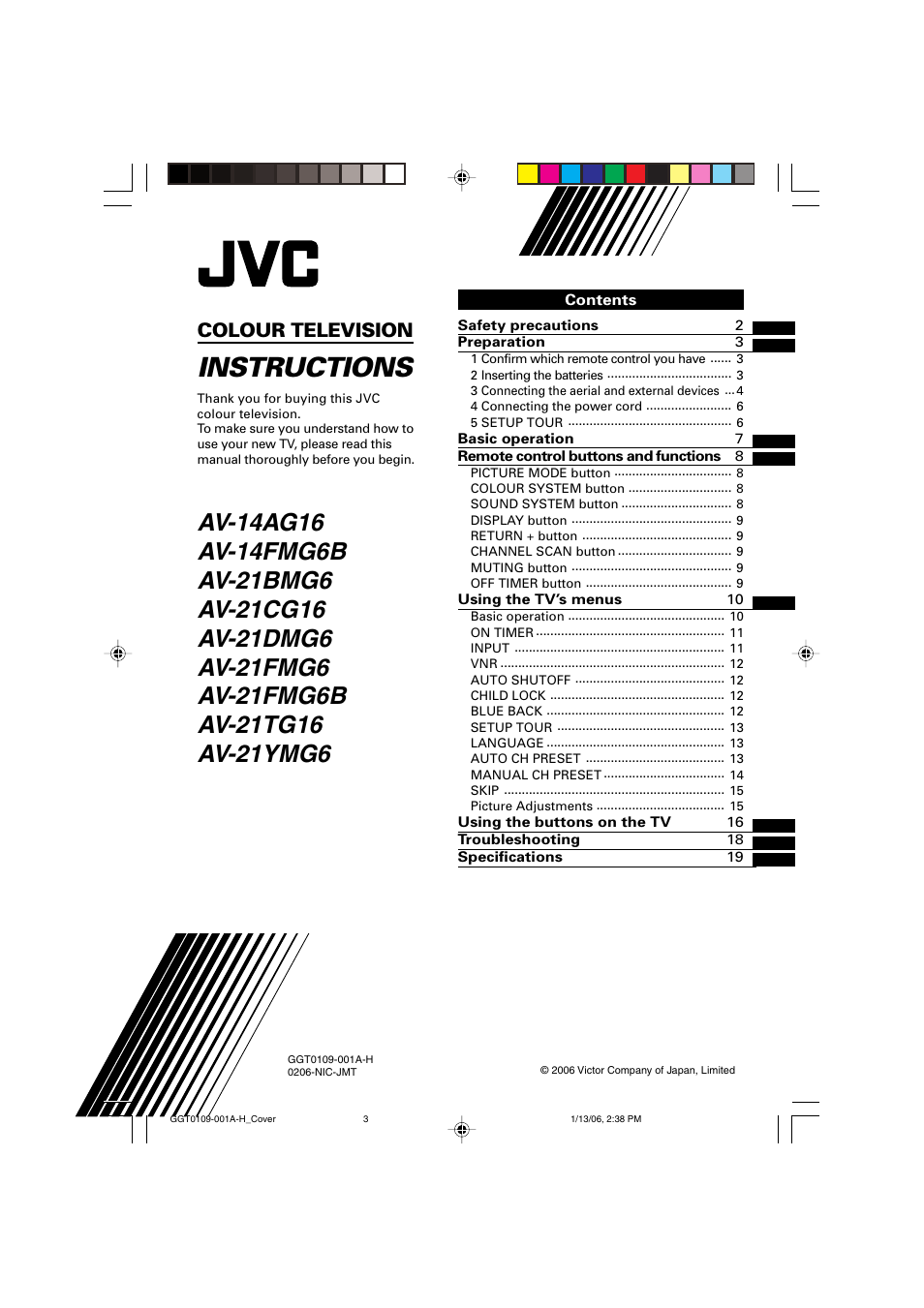 JVC AV-14AG16 User Manual | 20 pages