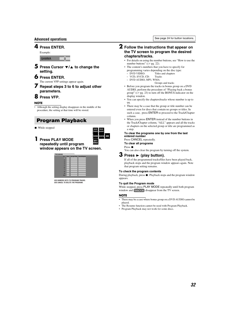 Program playback | JVC TH-C3 User Manual | Page 35 / 59