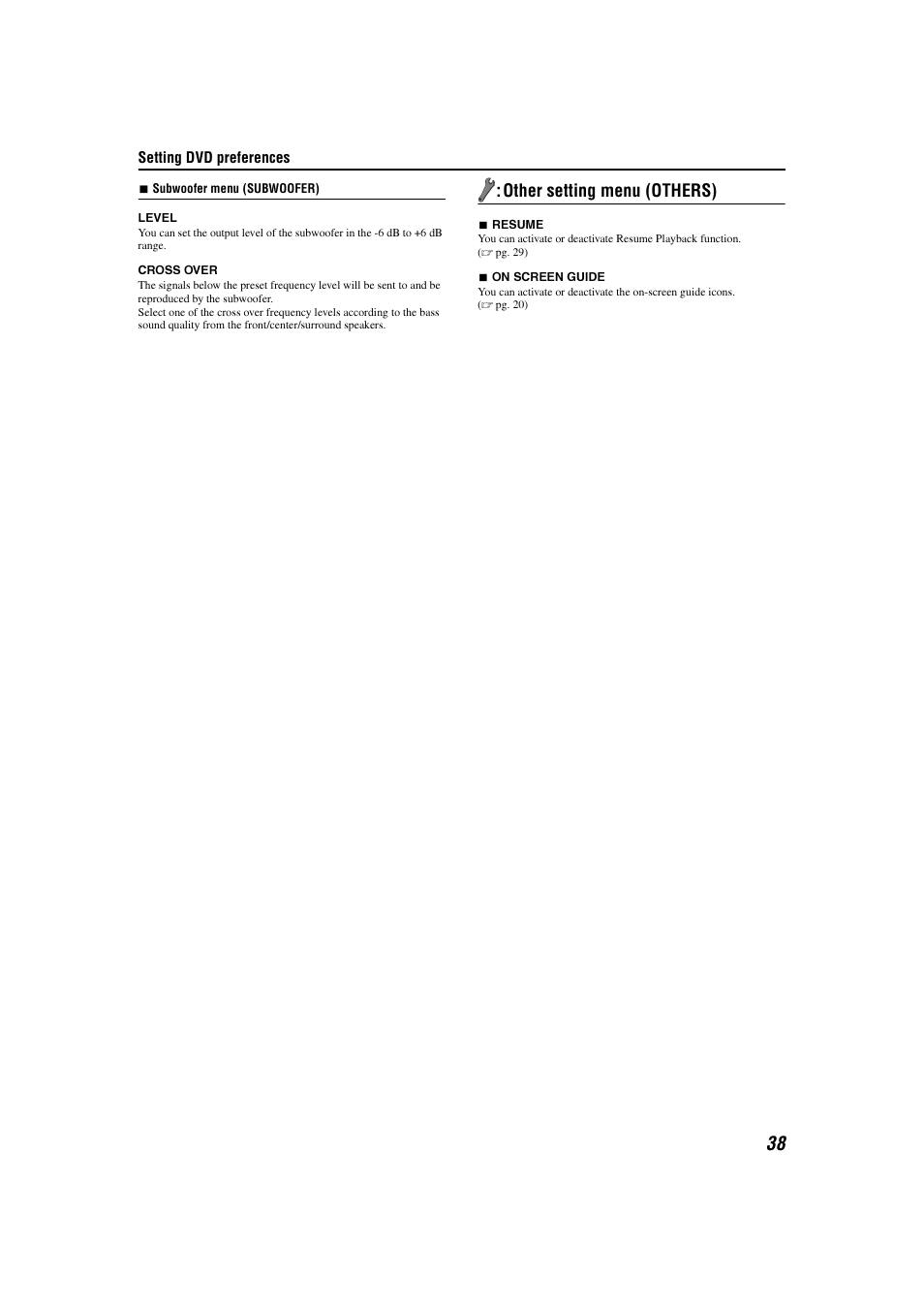 Other setting menu, Other setting menu (others) | JVC TH-C3 User Manual | Page 41 / 59
