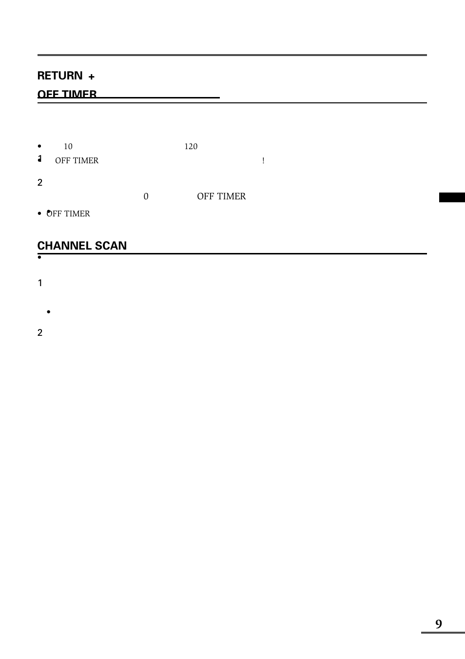 Return, Off timer, Channel scan | JVC AV-21WX3 User Manual | Page 53 / 112