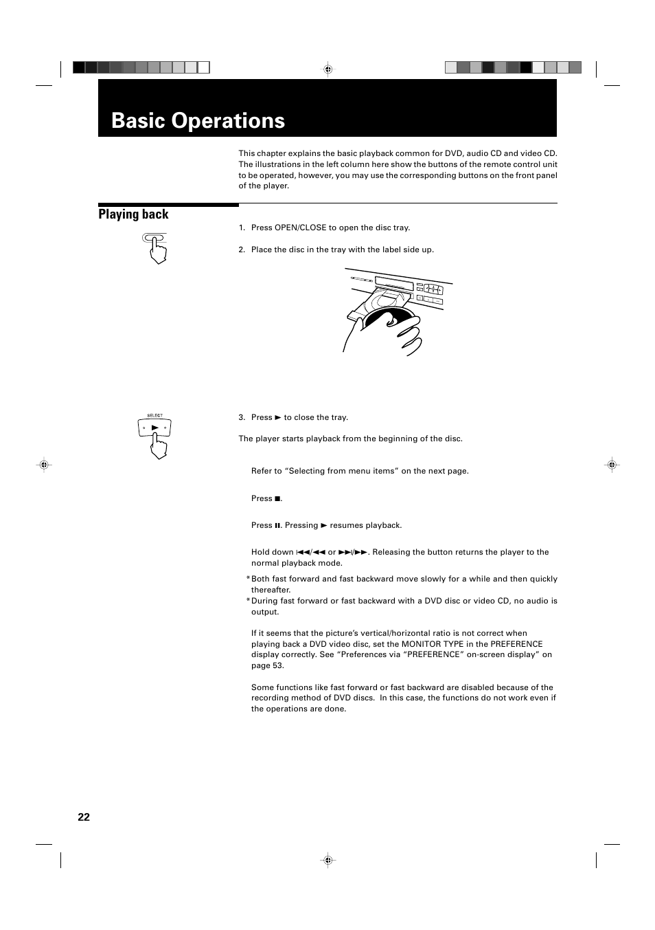 Basic operations, Playing back | JVC XV-D2000BK User Manual | Page 24 / 68