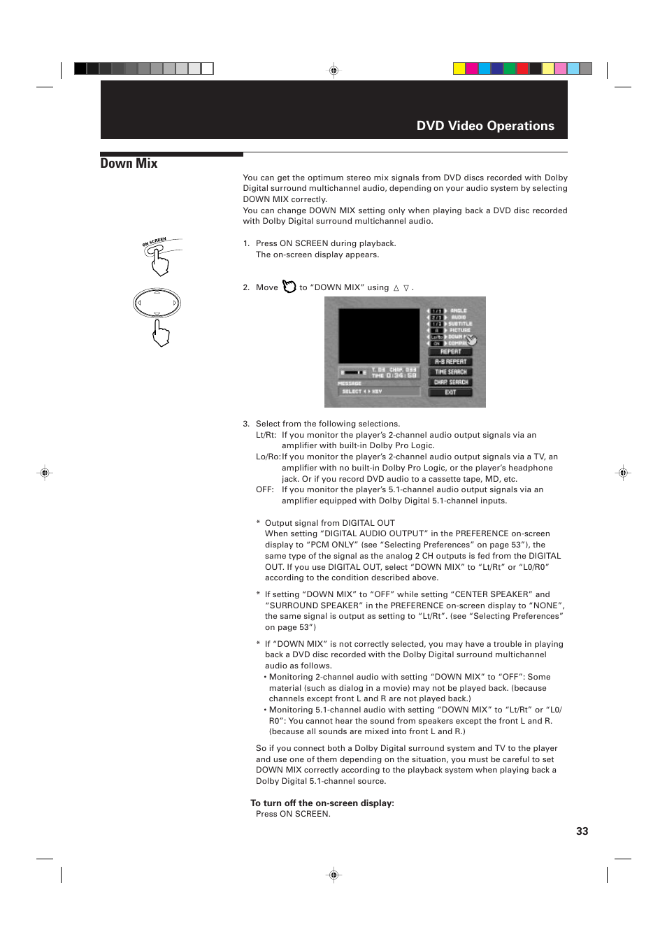 Down mix, Dvd video operations | JVC XV-D2000BK User Manual | Page 35 / 68