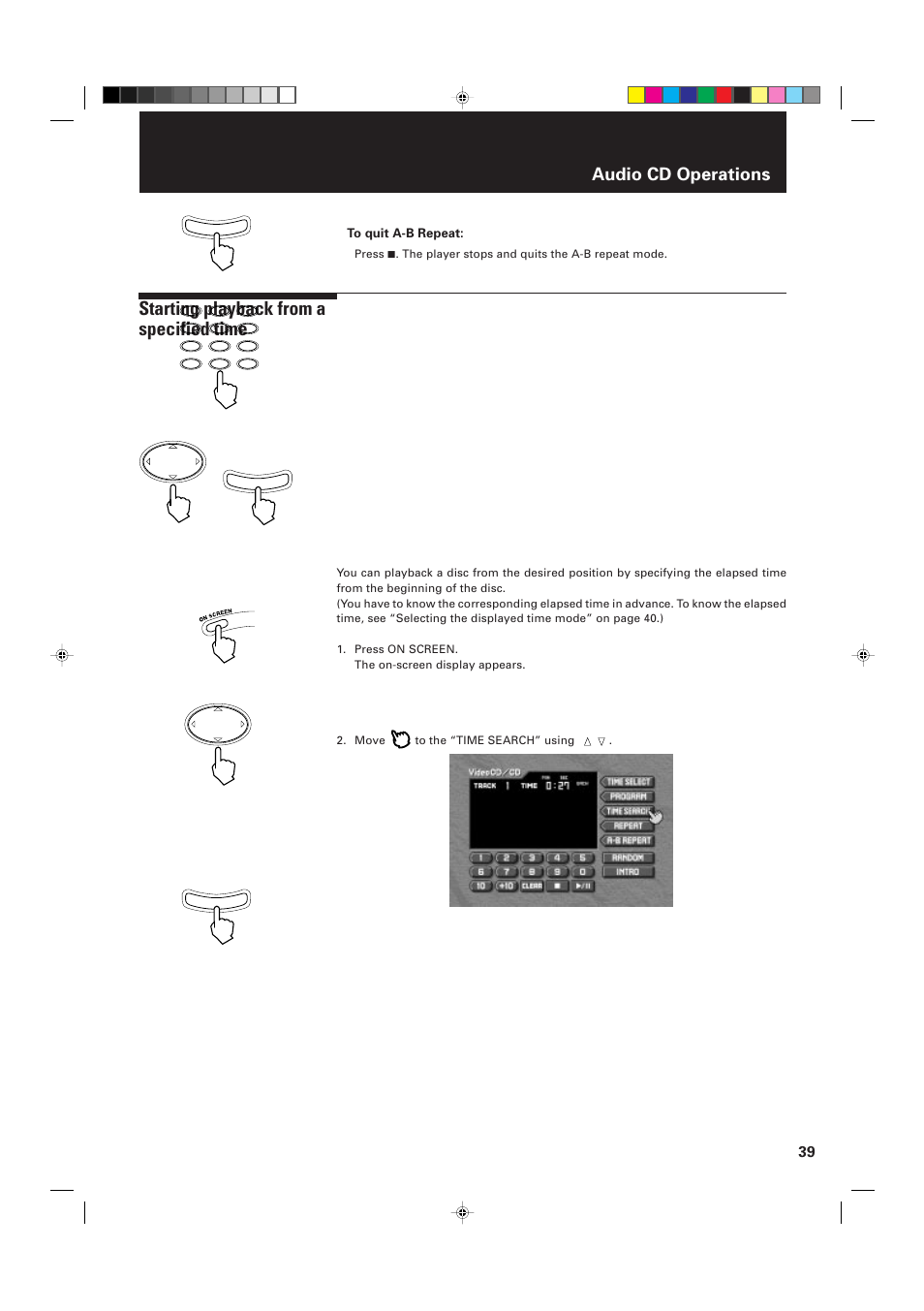 Starting playback from a specified time, Audio cd operations | JVC XV-D2000BK User Manual | Page 41 / 68