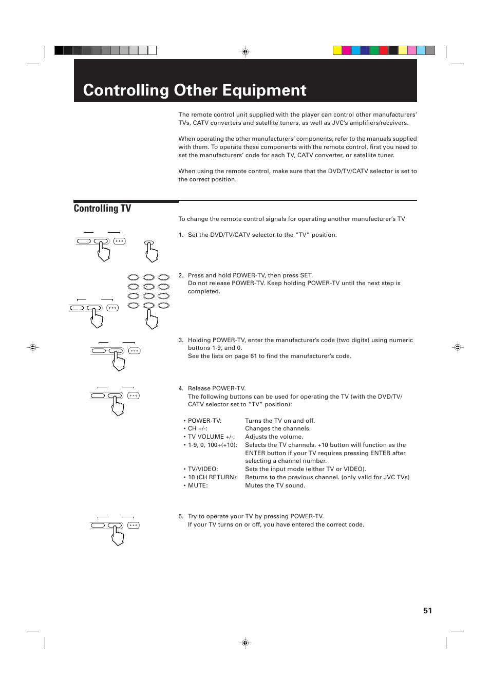 Controlling other equipment, Controlling tv | JVC XV-D2000BK User Manual | Page 53 / 68