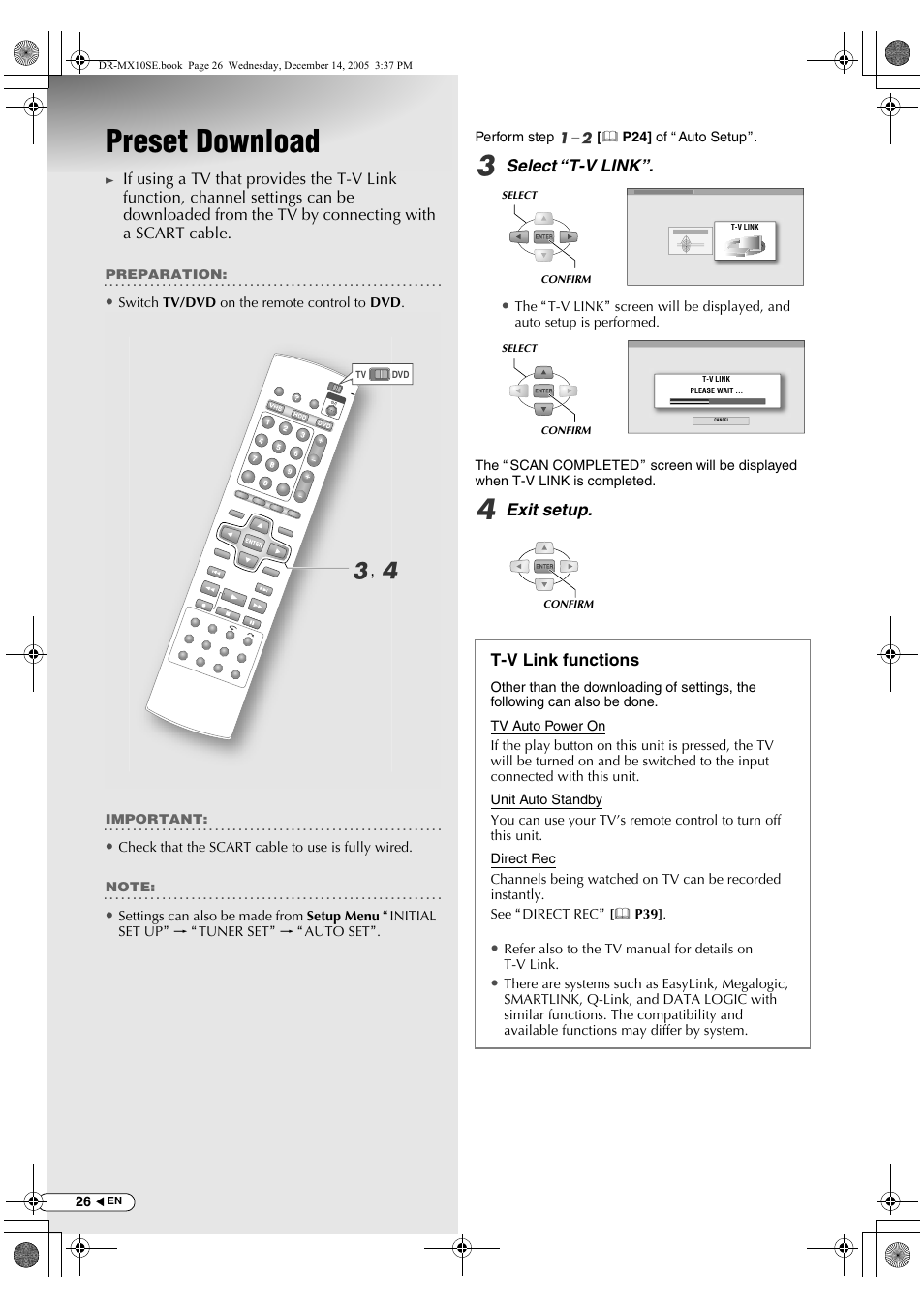 Preset download, C, d | JVC DR-MX10SEK User Manual | Page 26 / 128