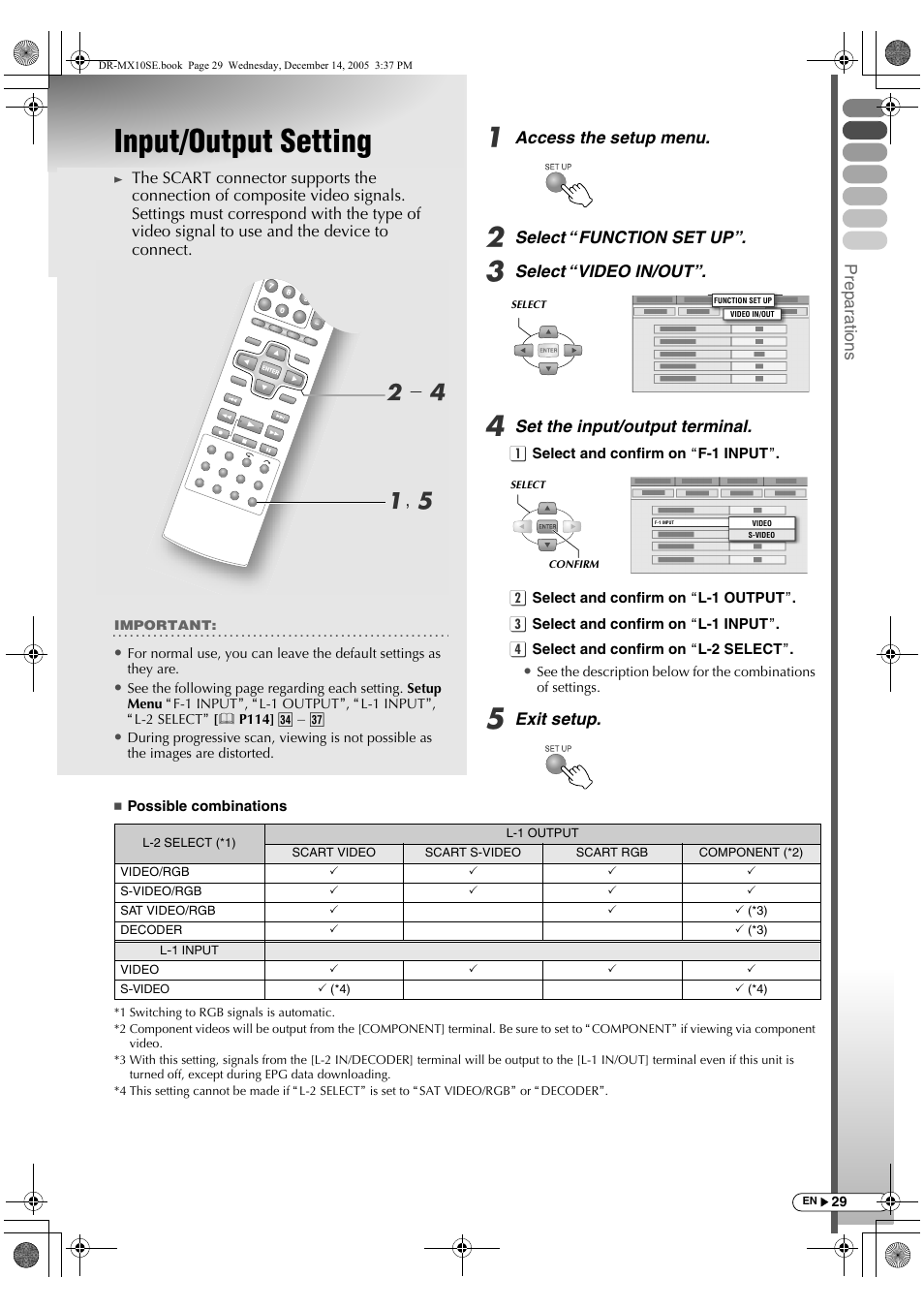 Input/output setting, A, e b - d | JVC DR-MX10SEK User Manual | Page 29 / 128