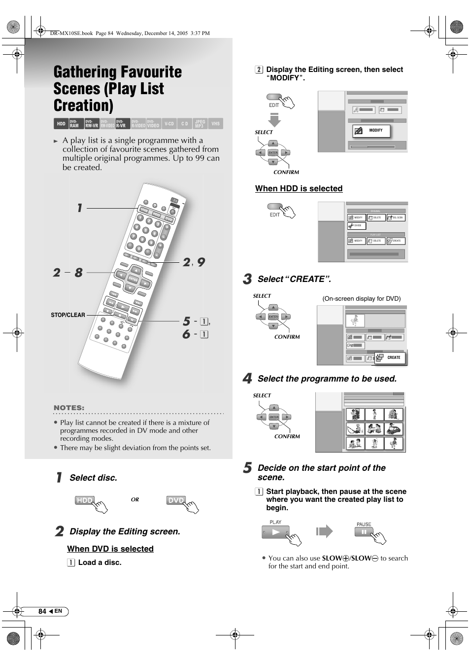 Gathering favourite scenes (play list creation), Abc d e fghilm, B, i b - h a e | JVC DR-MX10SEK User Manual | Page 84 / 128