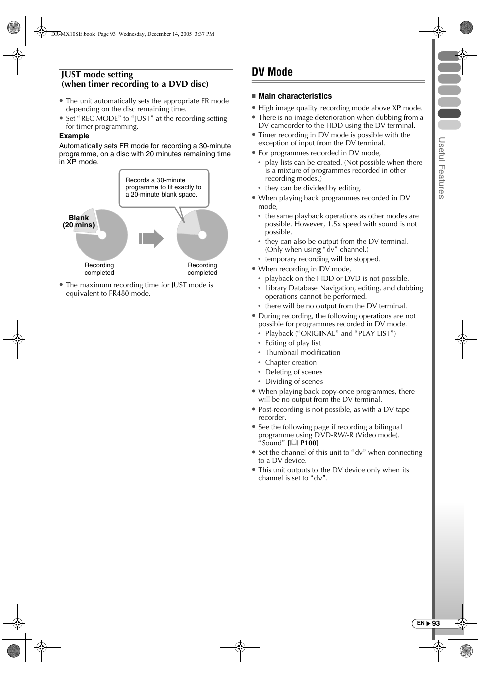 Dv mode | JVC DR-MX10SEK User Manual | Page 93 / 128