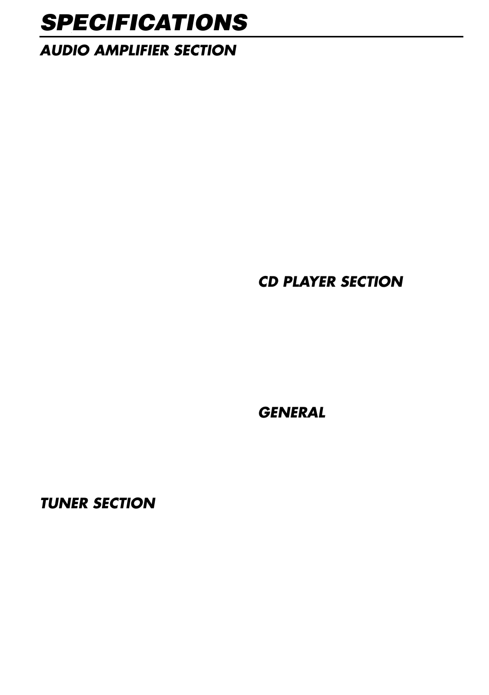Specifications, General | JVC KD-S707R User Manual | Page 34 / 35