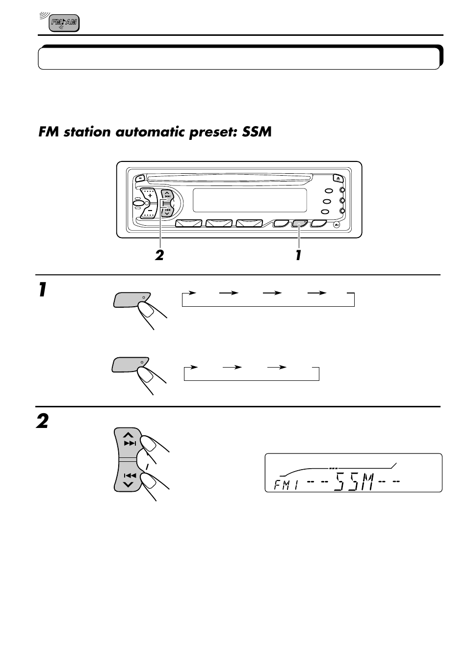 Fm station automatic preset: ssm | JVC KD-S707R User Manual | Page 6 / 35