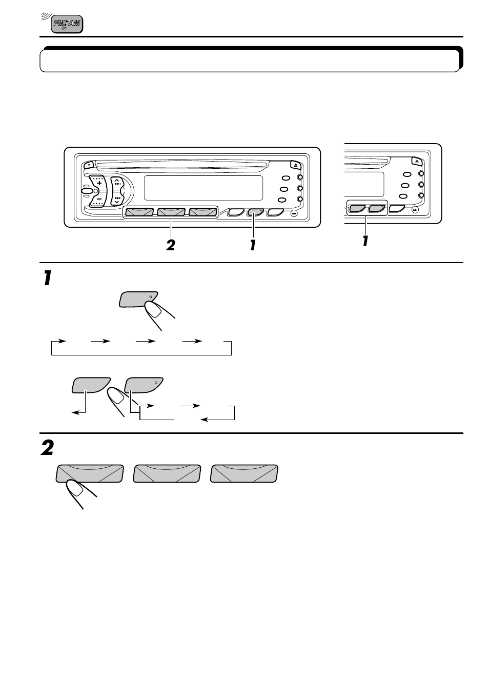 Tuning into a preset station, Select the band (fm1, fm2, fm3 or am) you want | JVC KD-S707R User Manual | Page 8 / 35