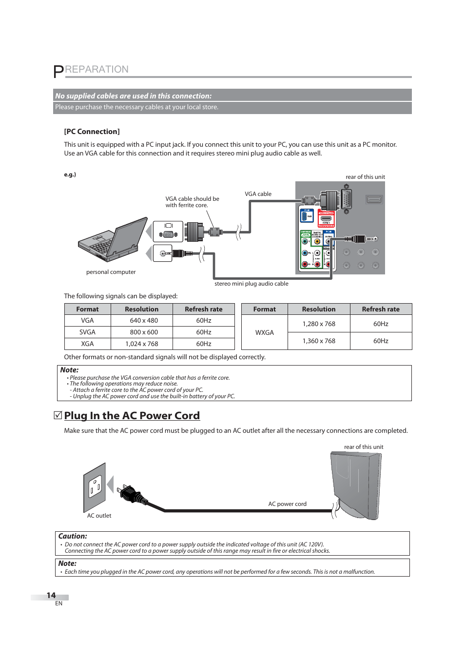Reparation, 5 plug in the ac power cord | JVC 1EMN24939 User Manual | Page 14 / 56