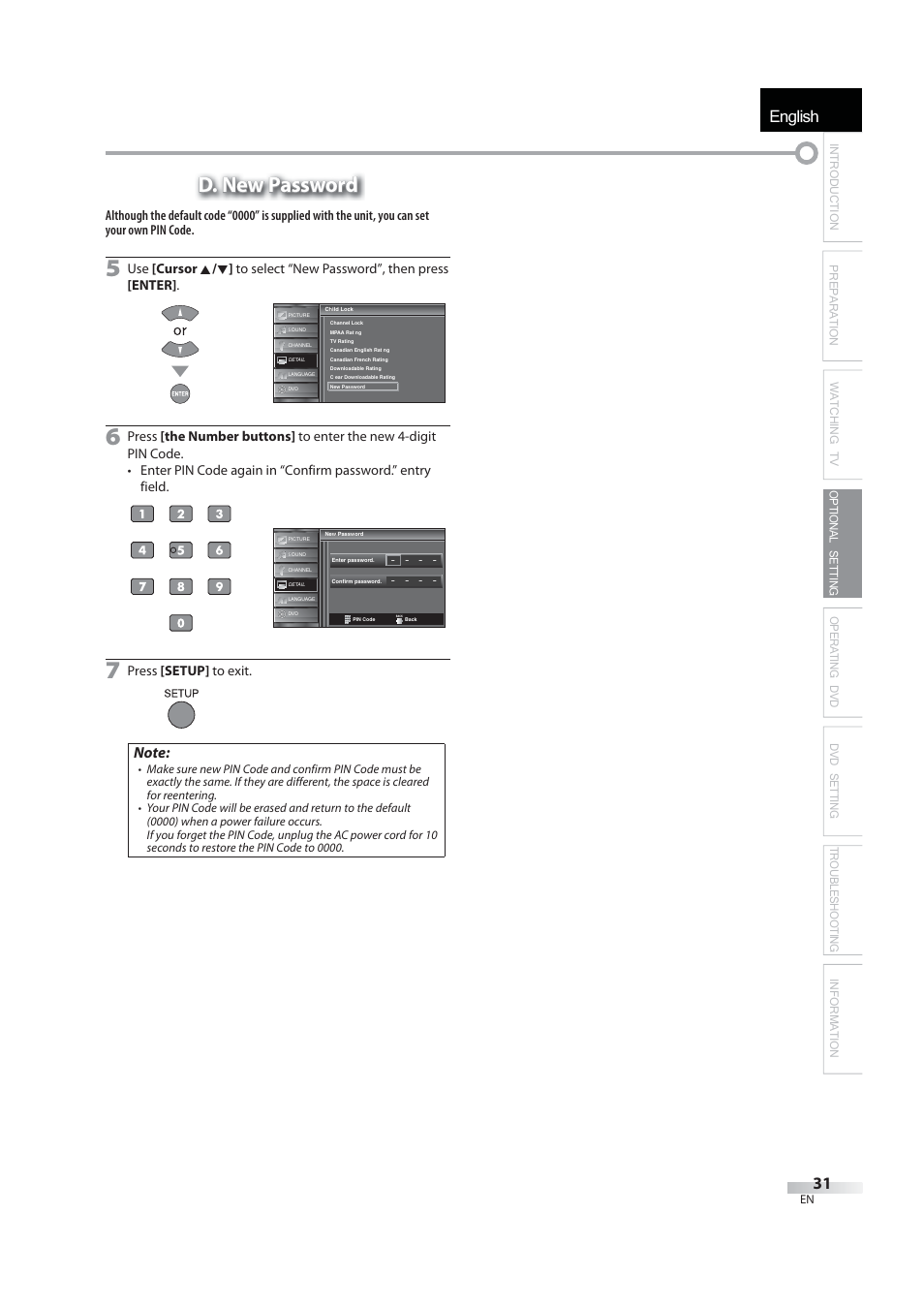 English, D. new password | JVC 1EMN24939 User Manual | Page 31 / 56