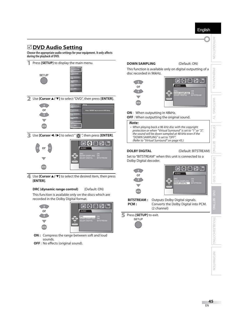 English, 5 dvd audio setting | JVC 1EMN24939 User Manual | Page 45 / 56