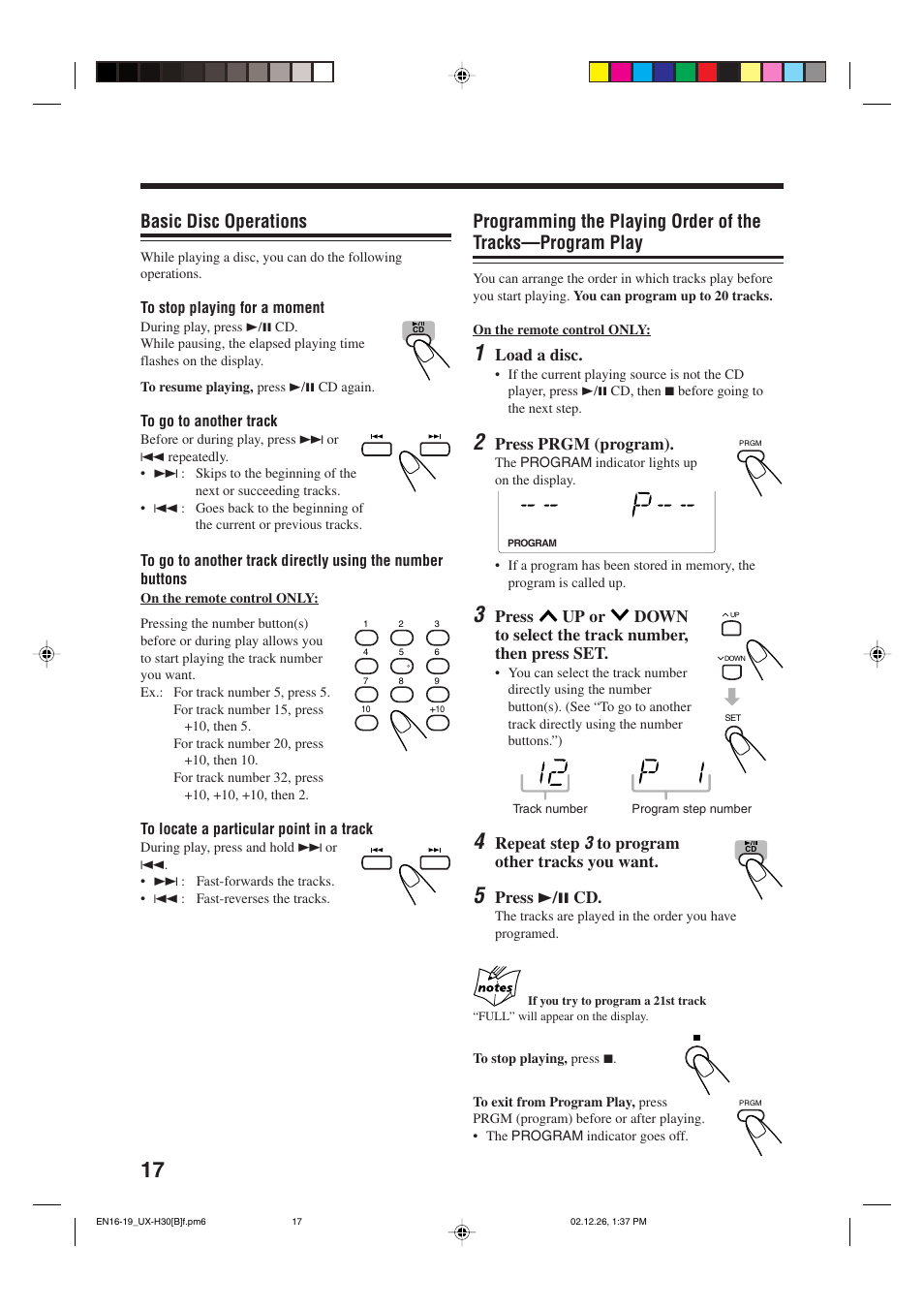 Basic disc operations | JVC CA-UXH33 User Manual | Page 20 / 32