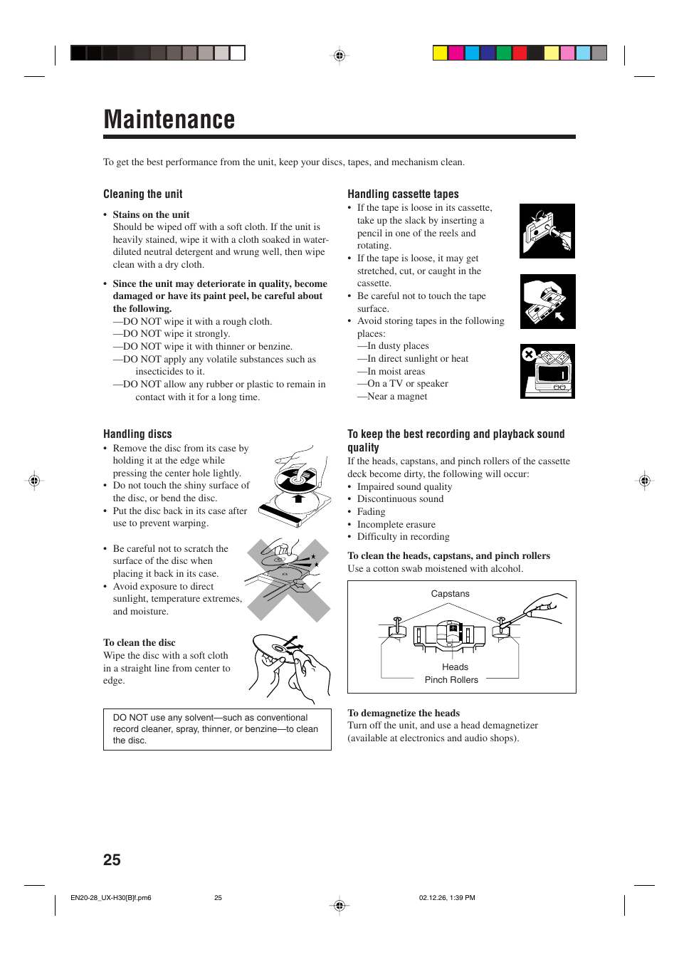 Maintenance | JVC CA-UXH33 User Manual | Page 28 / 32