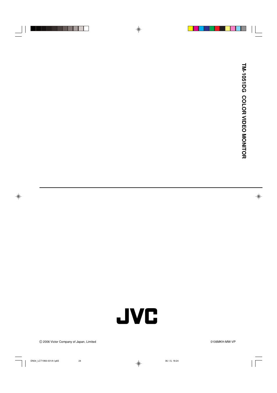 Tm-1051dg color video monit or | JVC TM-1051DG User Manual | Page 24 / 24