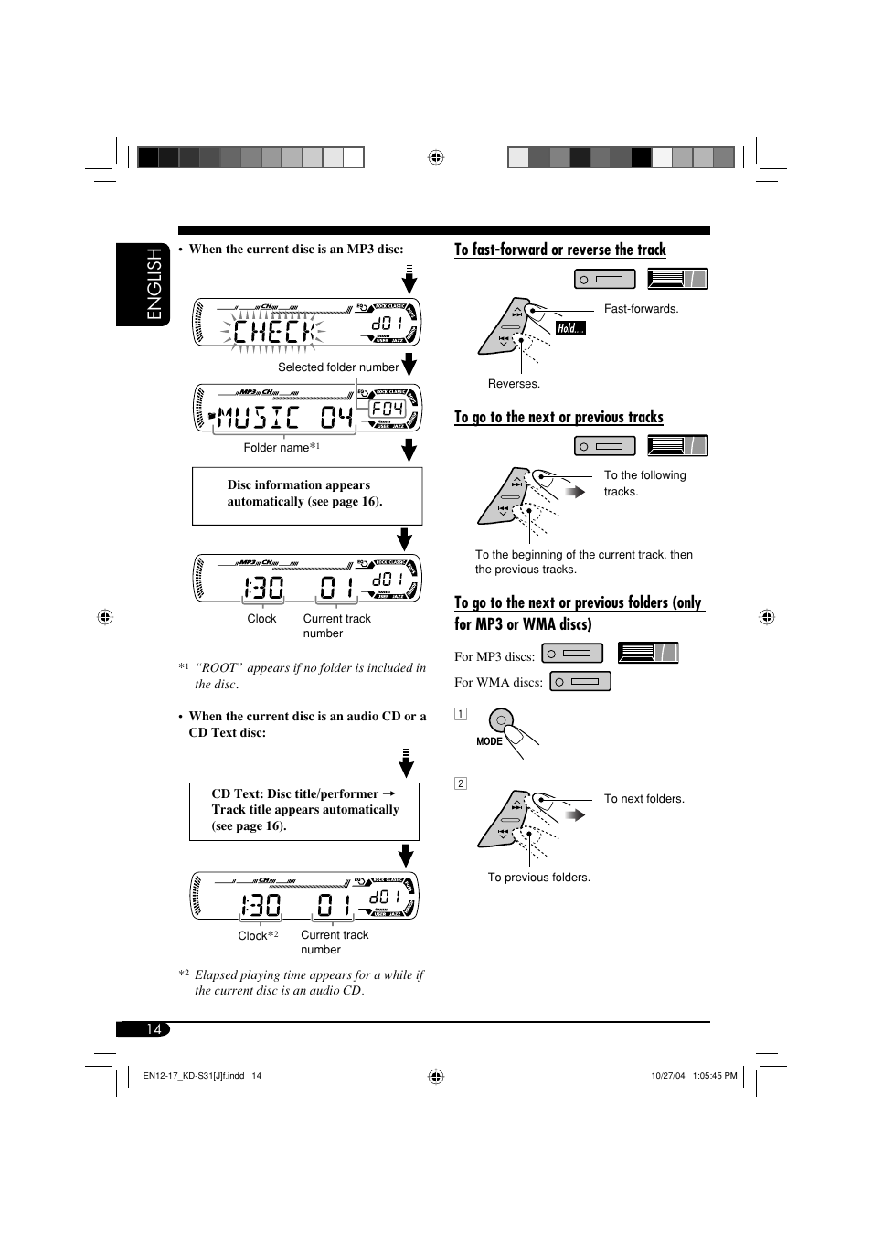 English | JVC KD-S31 User Manual | Page 14 / 98