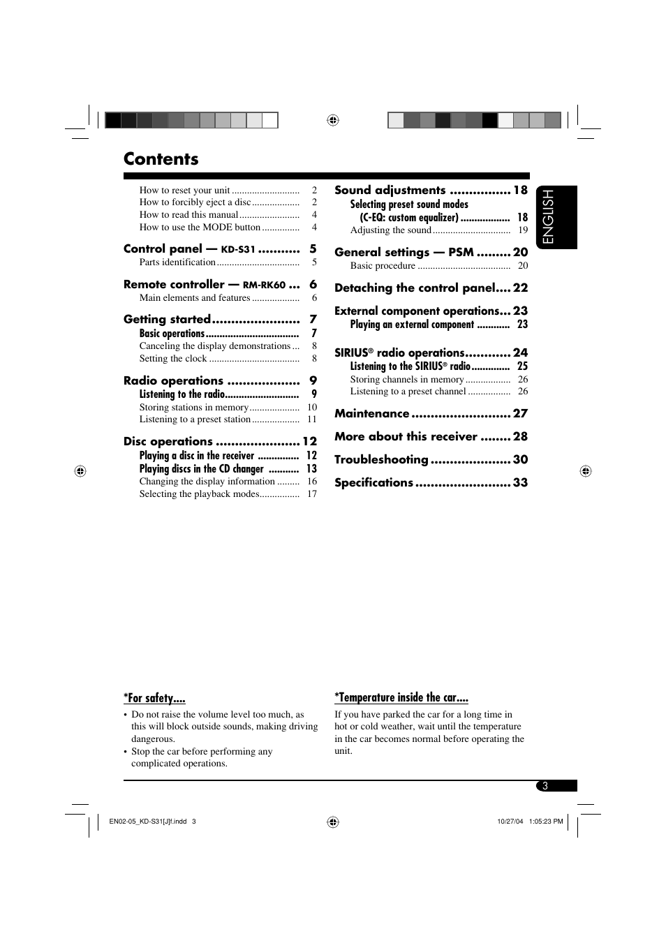 JVC KD-S31 User Manual | Page 3 / 98