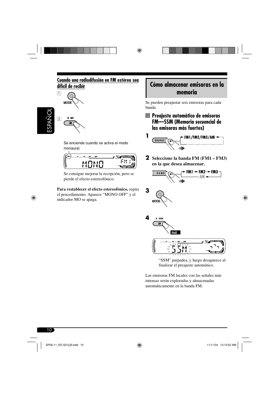 Esp añol | JVC KD-S31 User Manual | Page 42 / 98