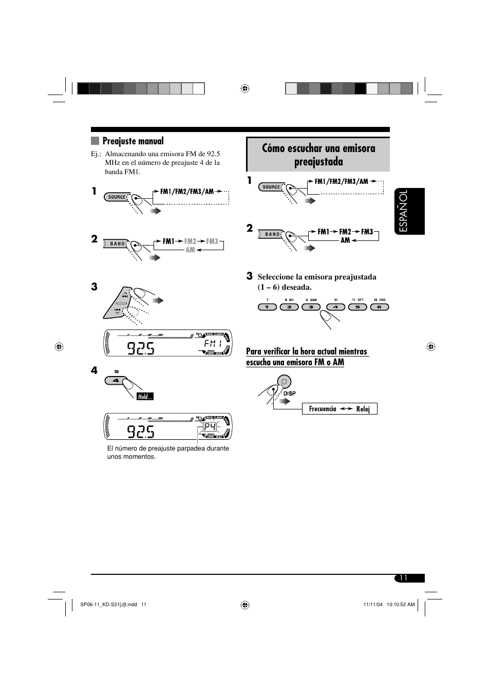 Cómo escuchar una emisora preajustada | JVC KD-S31 User Manual | Page 43 / 98