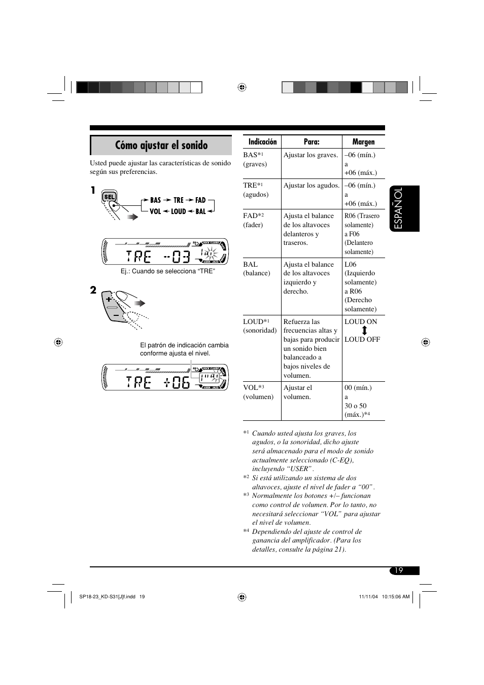 Cómo ajustar el sonido, Esp añol | JVC KD-S31 User Manual | Page 51 / 98