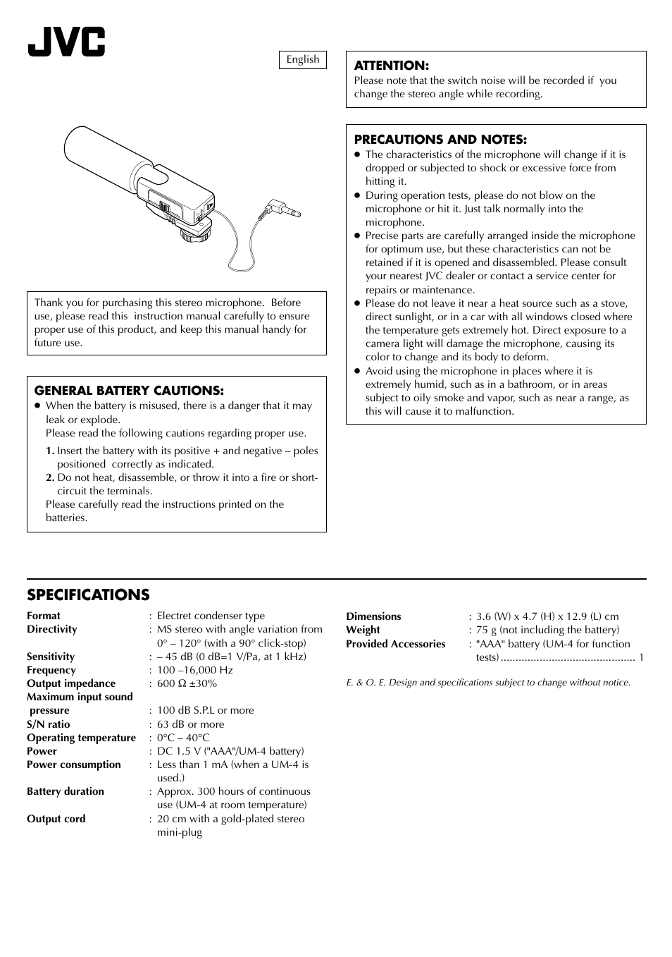 JVC CU-V10E User Manual | 2 pages