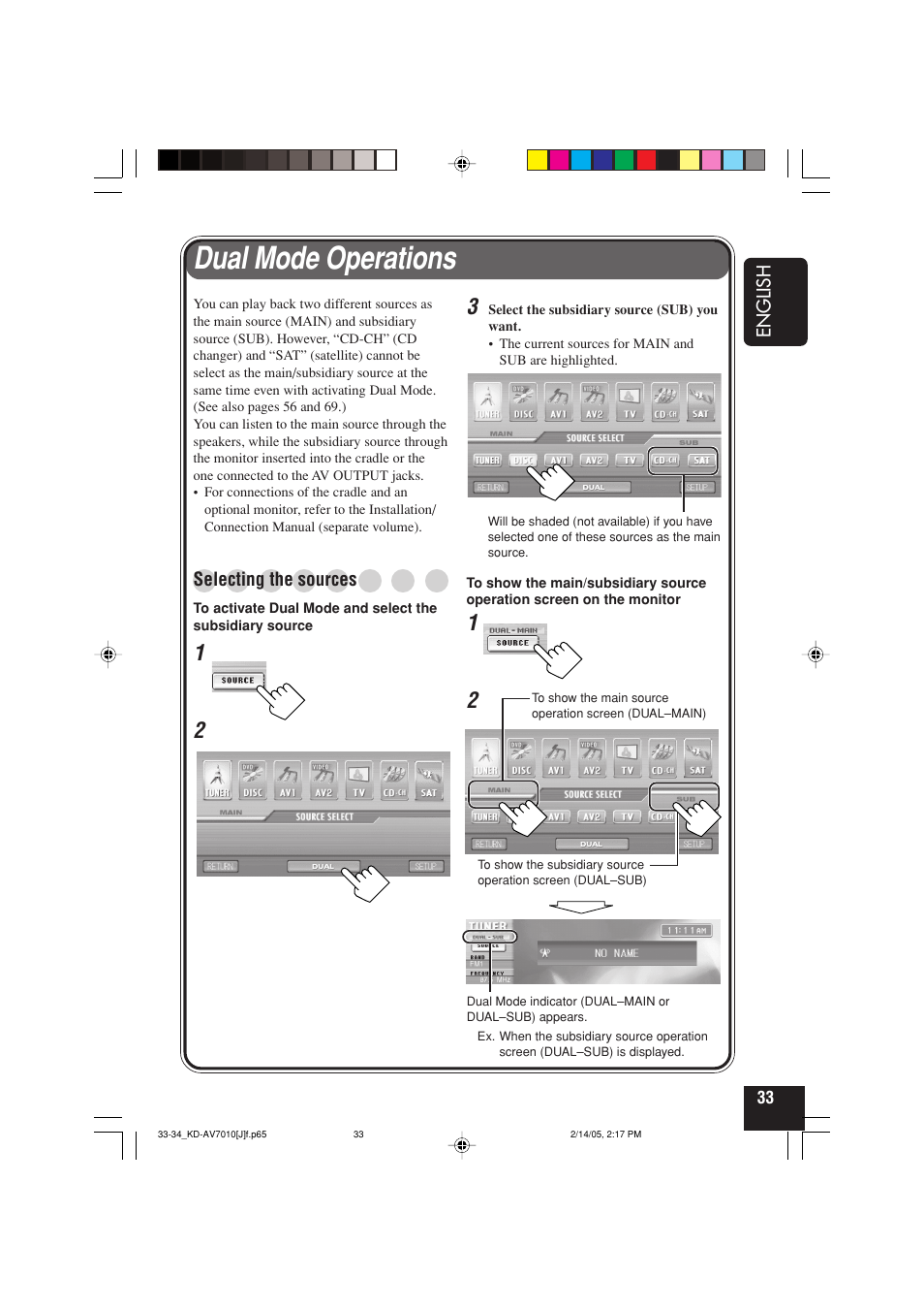 Dual mode operations | JVC KD-AV7010 User Manual | Page 33 / 92