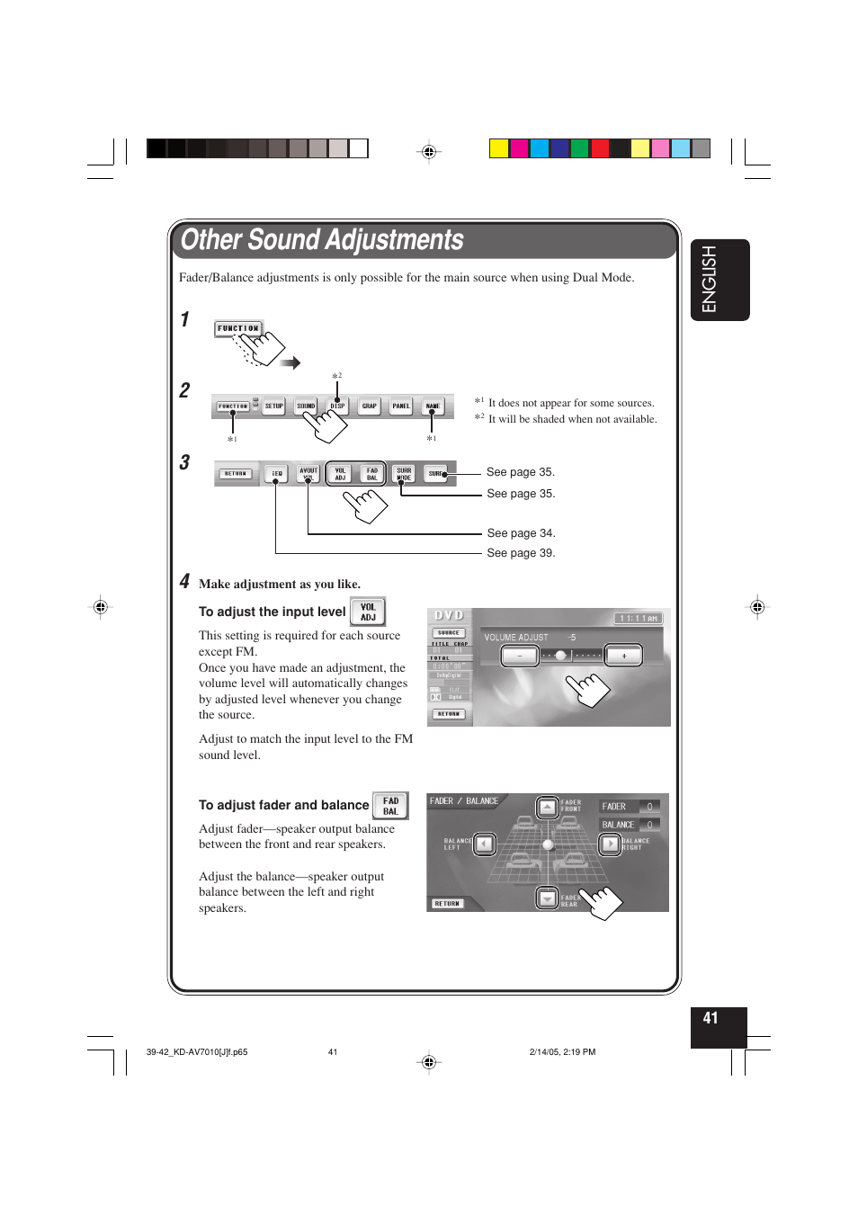 Other sound adjustments, English | JVC KD-AV7010 User Manual | Page 41 / 92