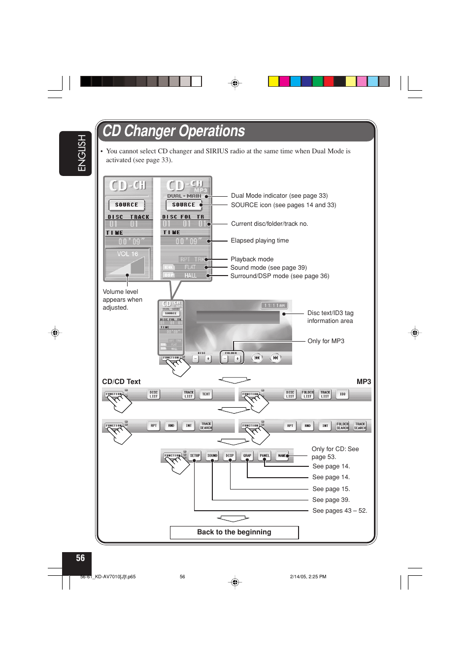 Cd changer operations, English | JVC KD-AV7010 User Manual | Page 56 / 92
