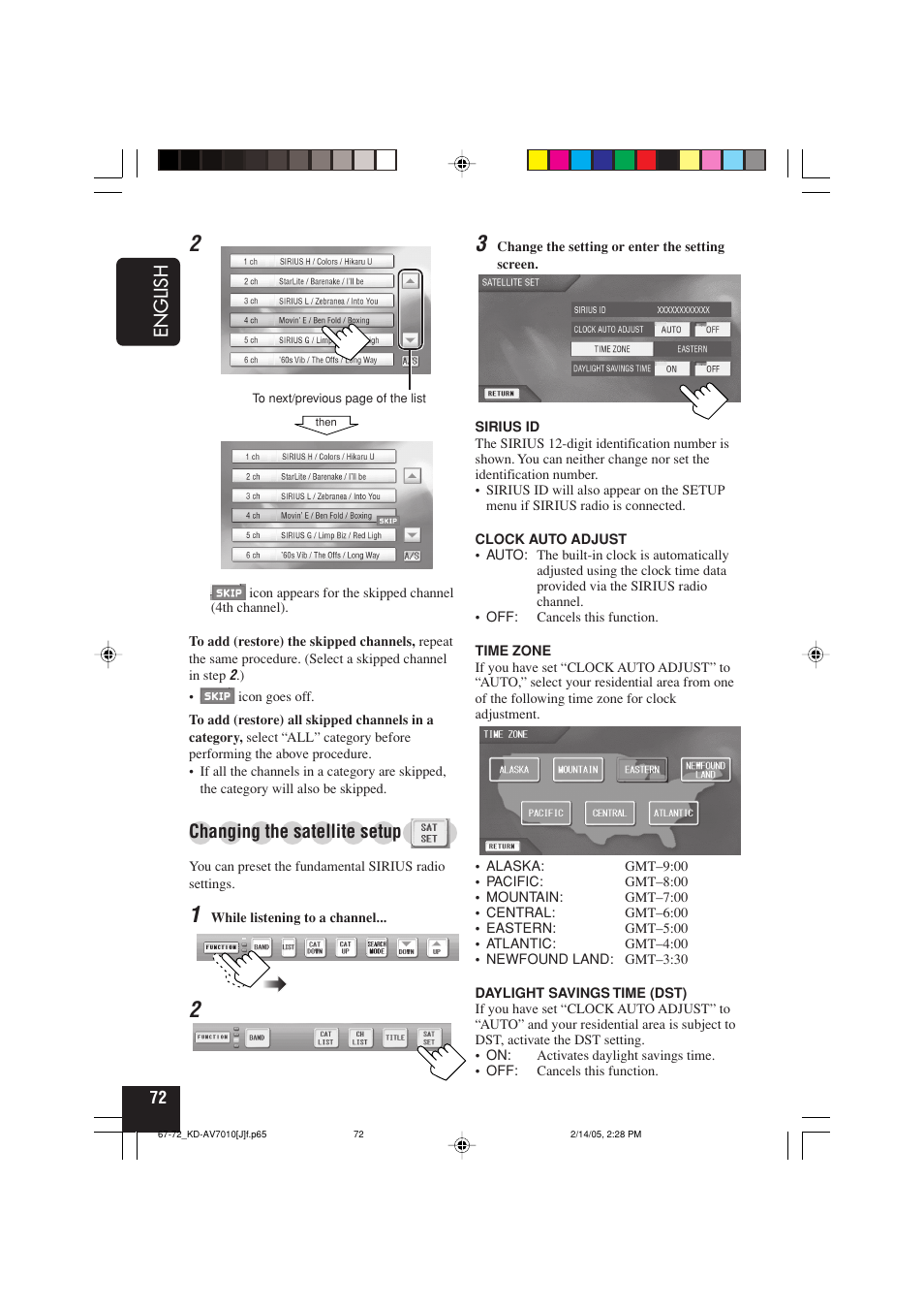 English, Changing the satellite setup | JVC KD-AV7010 User Manual | Page 72 / 92