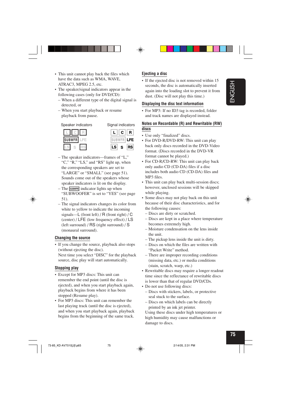 English | JVC KD-AV7010 User Manual | Page 75 / 92