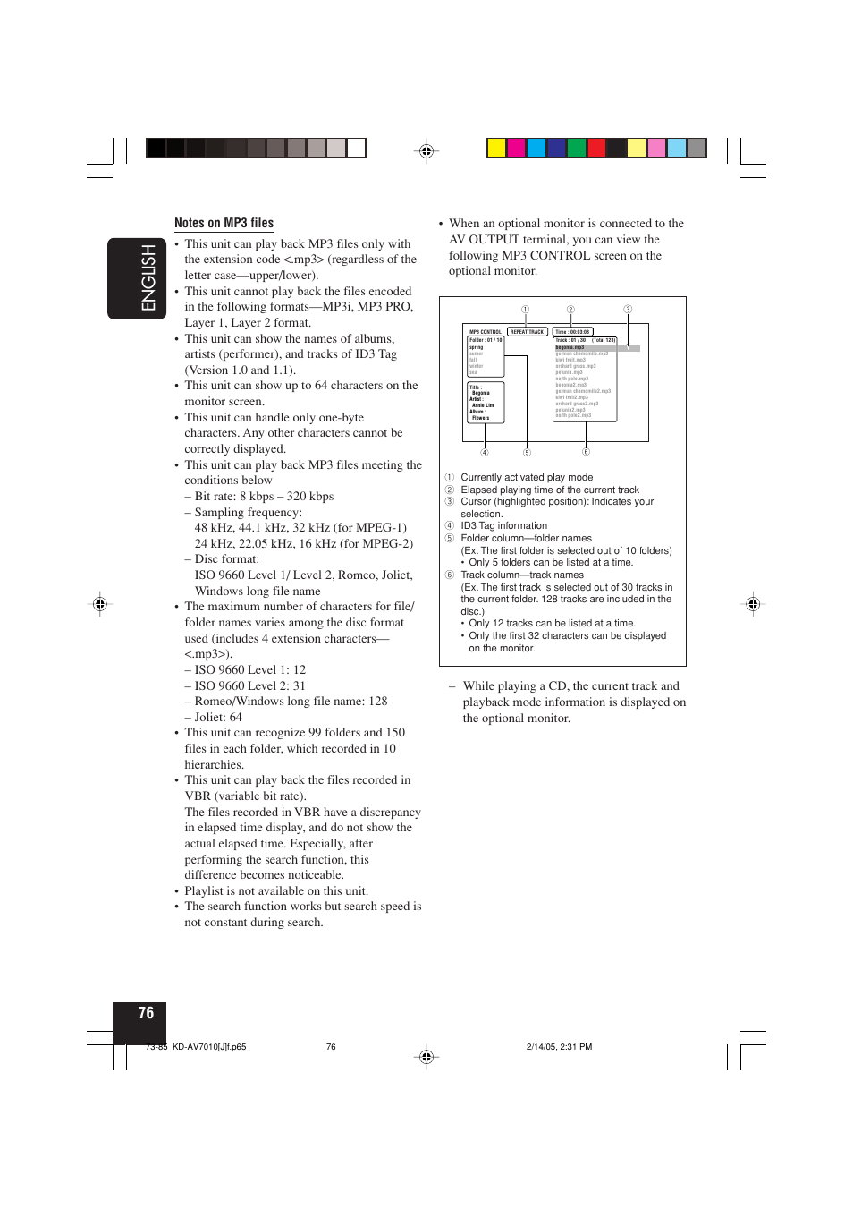 English | JVC KD-AV7010 User Manual | Page 76 / 92