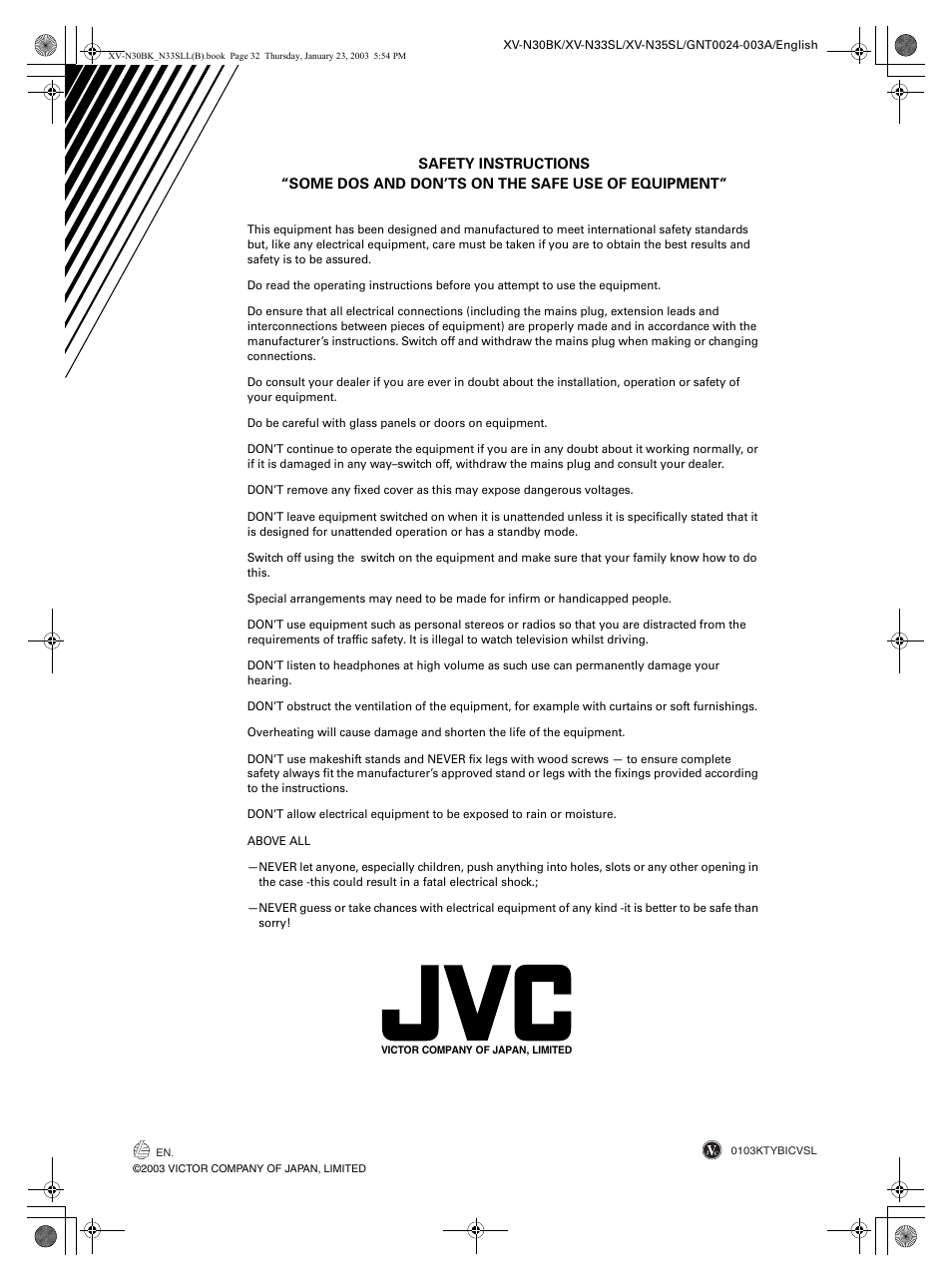 JVC XV-N35SL User Manual | Page 34 / 34
