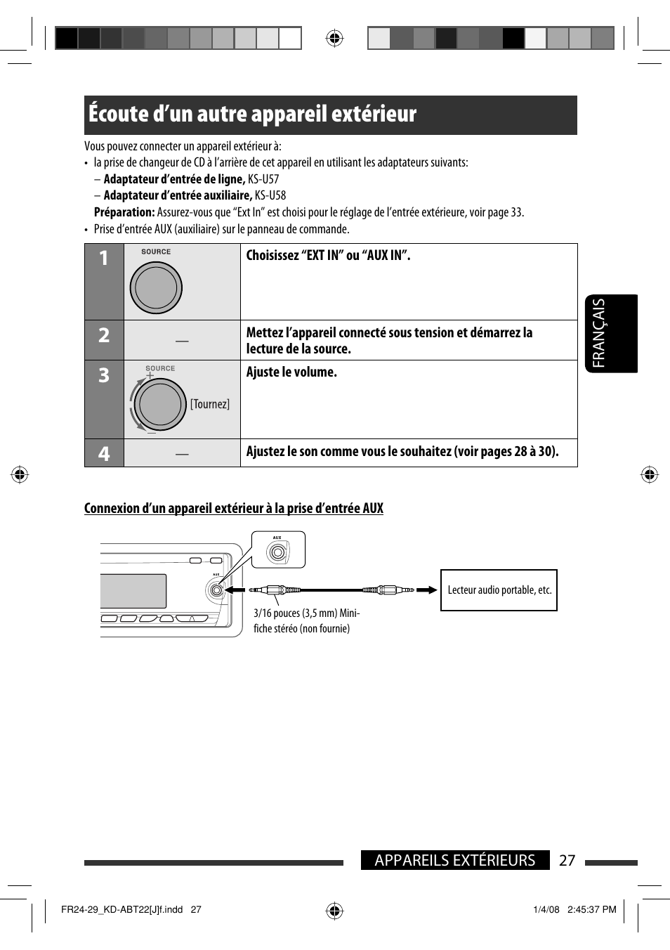 Écoute d’un autre appareil extérieur | JVC Model KD-ABT22J User Manual | Page 127 / 153