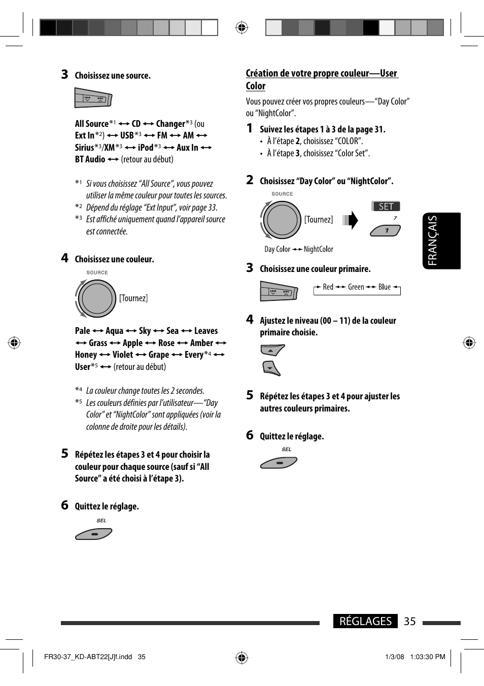 Français 35 réglages | JVC Model KD-ABT22J User Manual | Page 135 / 153