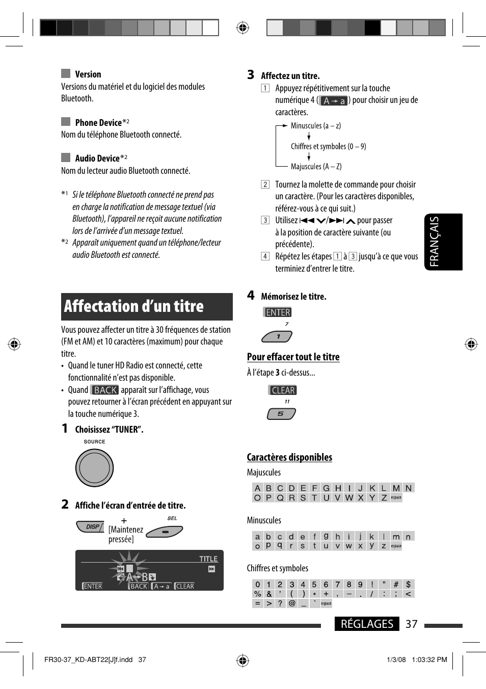 Affectation d’un titre, Français 37 réglages | JVC Model KD-ABT22J User Manual | Page 137 / 153