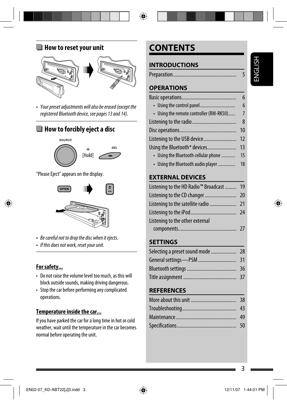 JVC Model KD-ABT22J User Manual | Page 3 / 153
