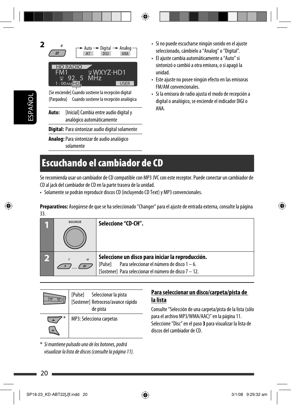 Escuchando el cambiador de cd | JVC Model KD-ABT22J User Manual | Page 70 / 153