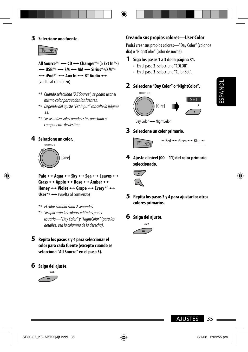 Español 35 ajustes | JVC Model KD-ABT22J User Manual | Page 85 / 153