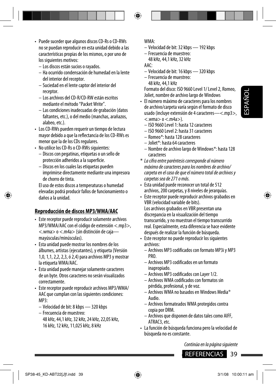 Español 39 referencias | JVC Model KD-ABT22J User Manual | Page 89 / 153