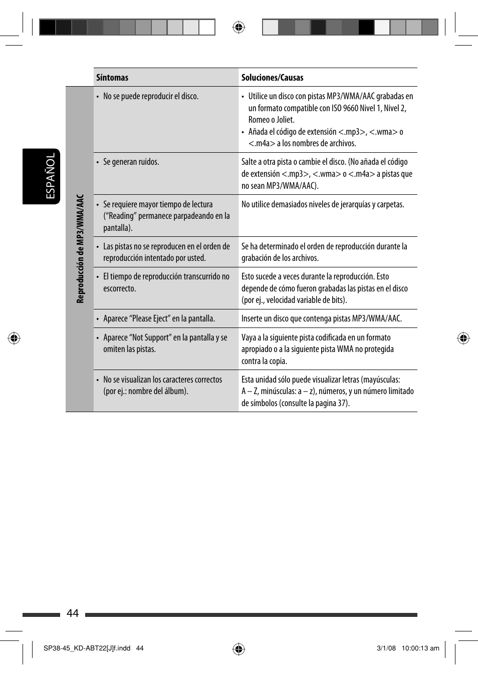 Español 44 | JVC Model KD-ABT22J User Manual | Page 94 / 153