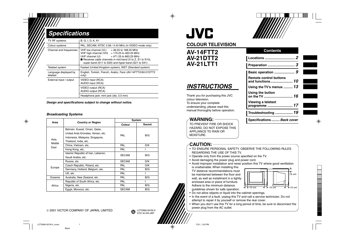 JVC AV-14FTT2 User Manual | 19 pages