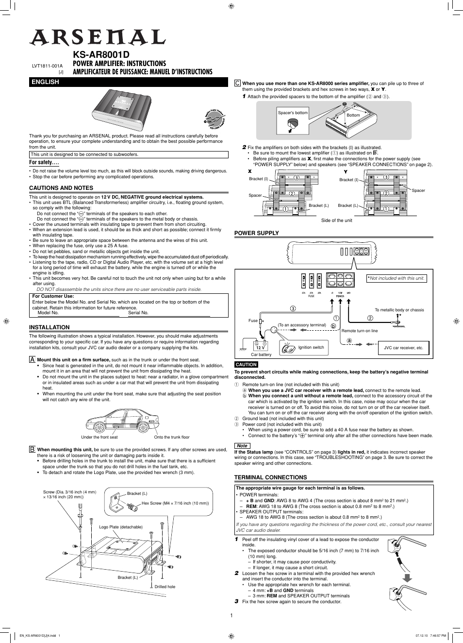 JVC KS-AR8001D User Manual | 6 pages
